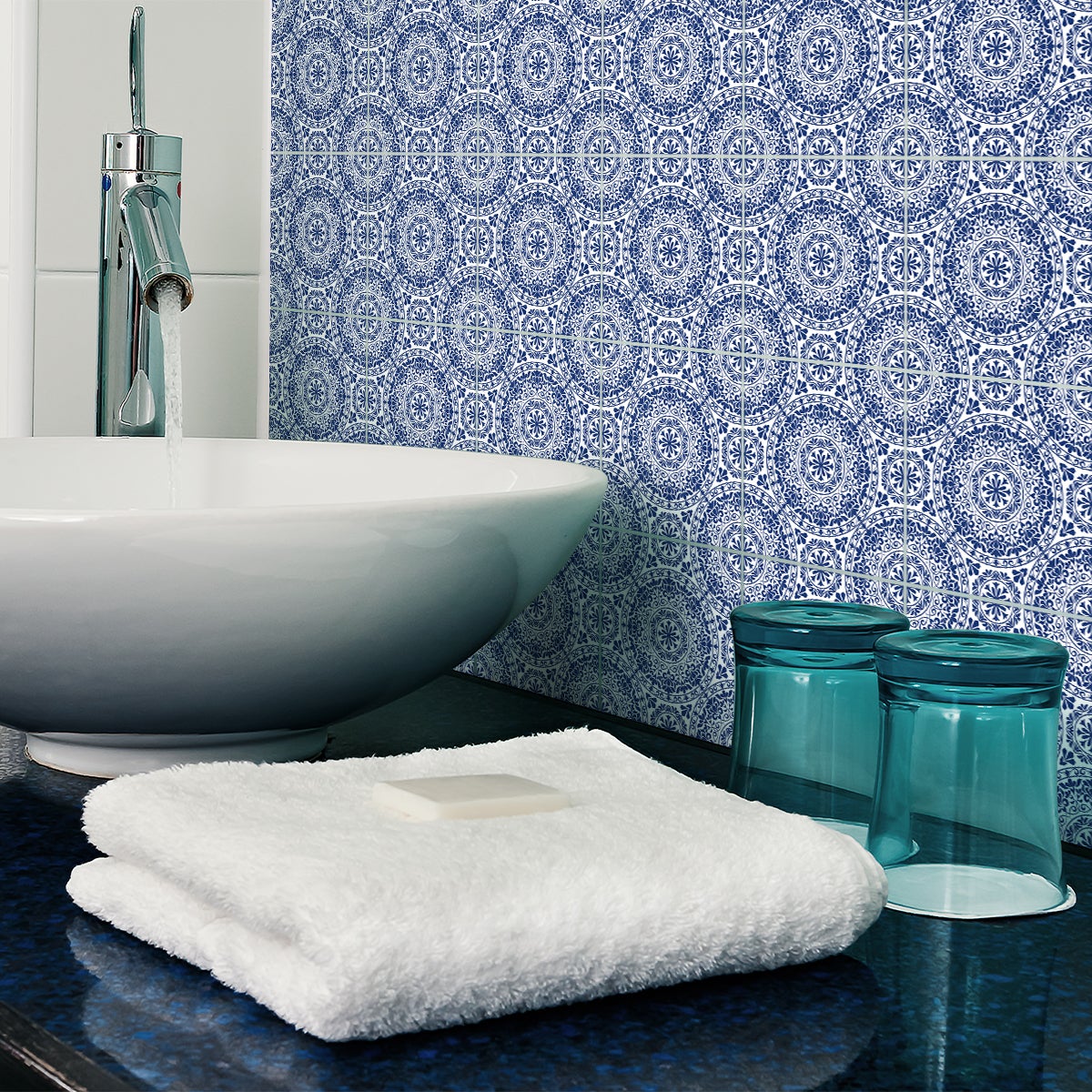 9 adesivi piastrelle di cemento azulejos Mina - Sticker adesivo - adesivi murali - 9stickers15x15cm - 3