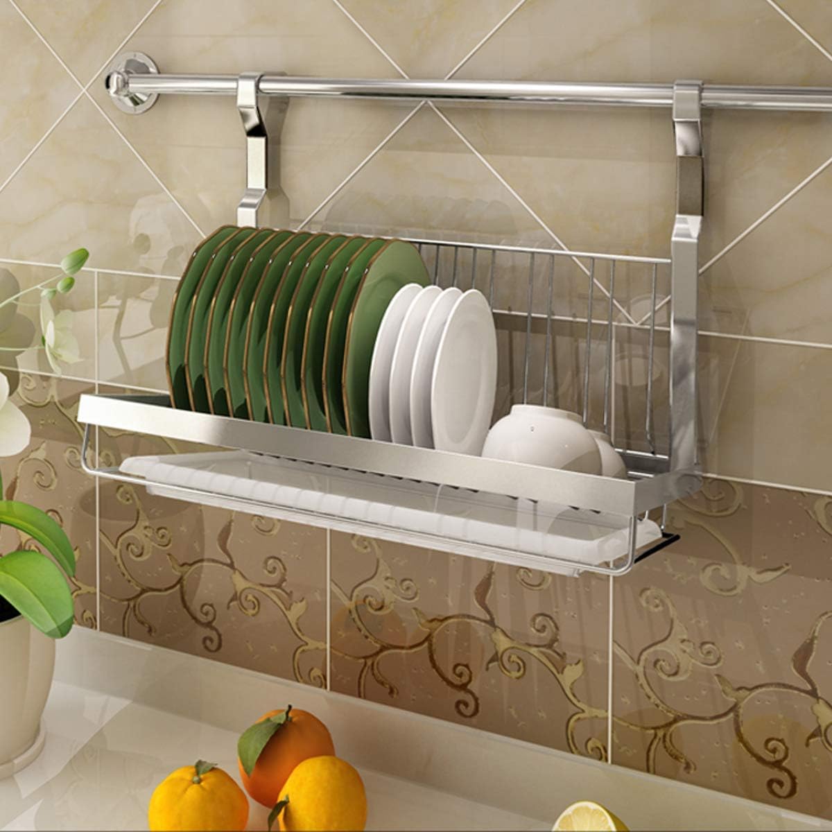 Égouttoir à Vaisselle Pliable Mural en Acier Inoxydable - 3