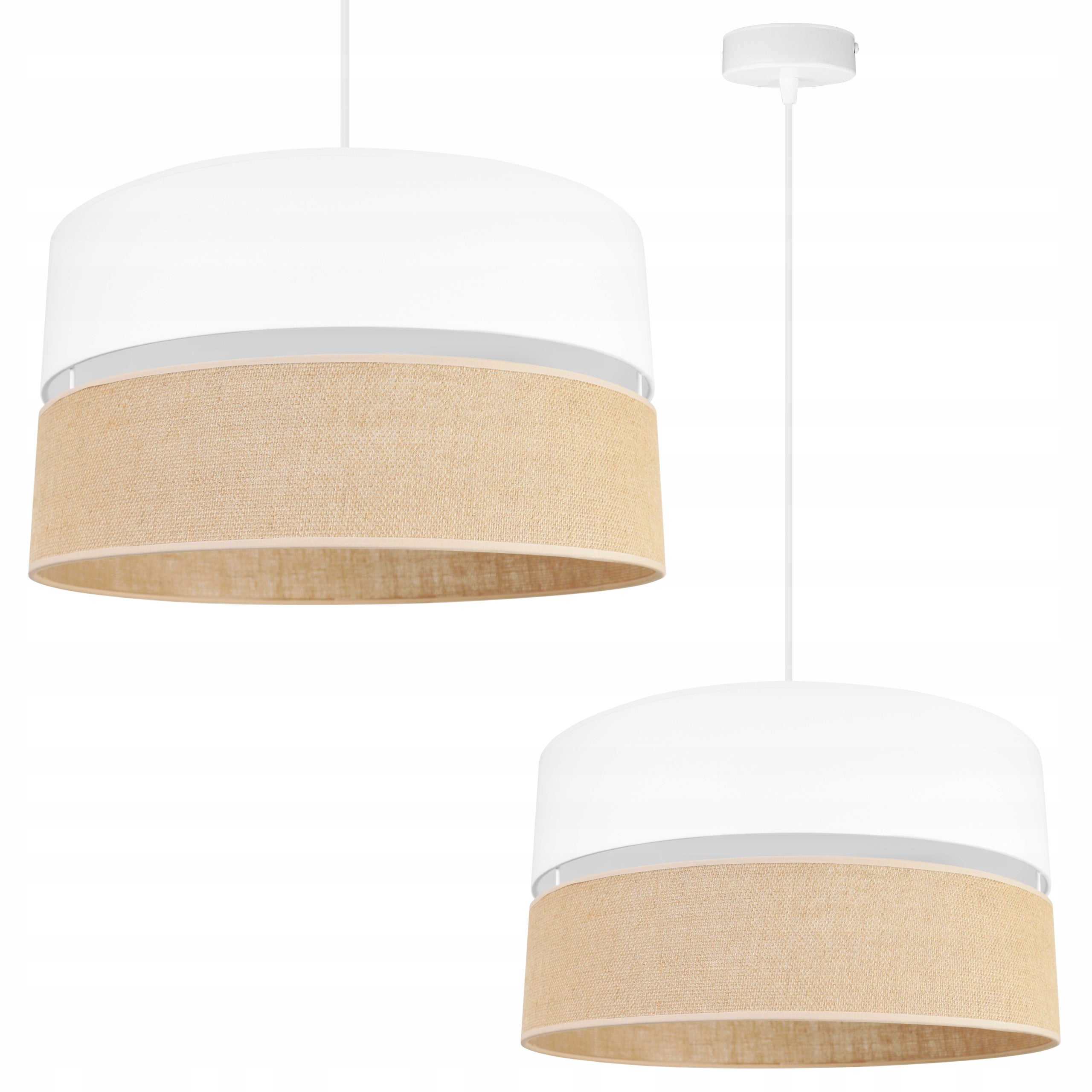 Lampa sufitowa wisząca Juta glamour 1xE27 abażur walec biało/beżowy Light Home LH