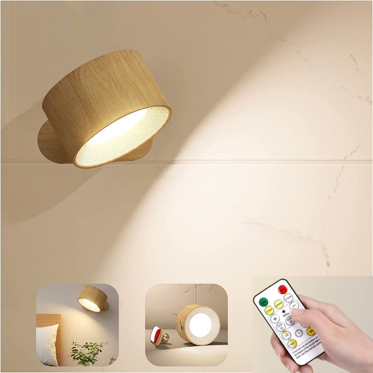 Lampa ścienna LED z akumulatorem, dotykowa + pilot zdalnego sterowania, 3 poziomy jasności, swobodny obrót o 360°, odpowiednia do sypialni