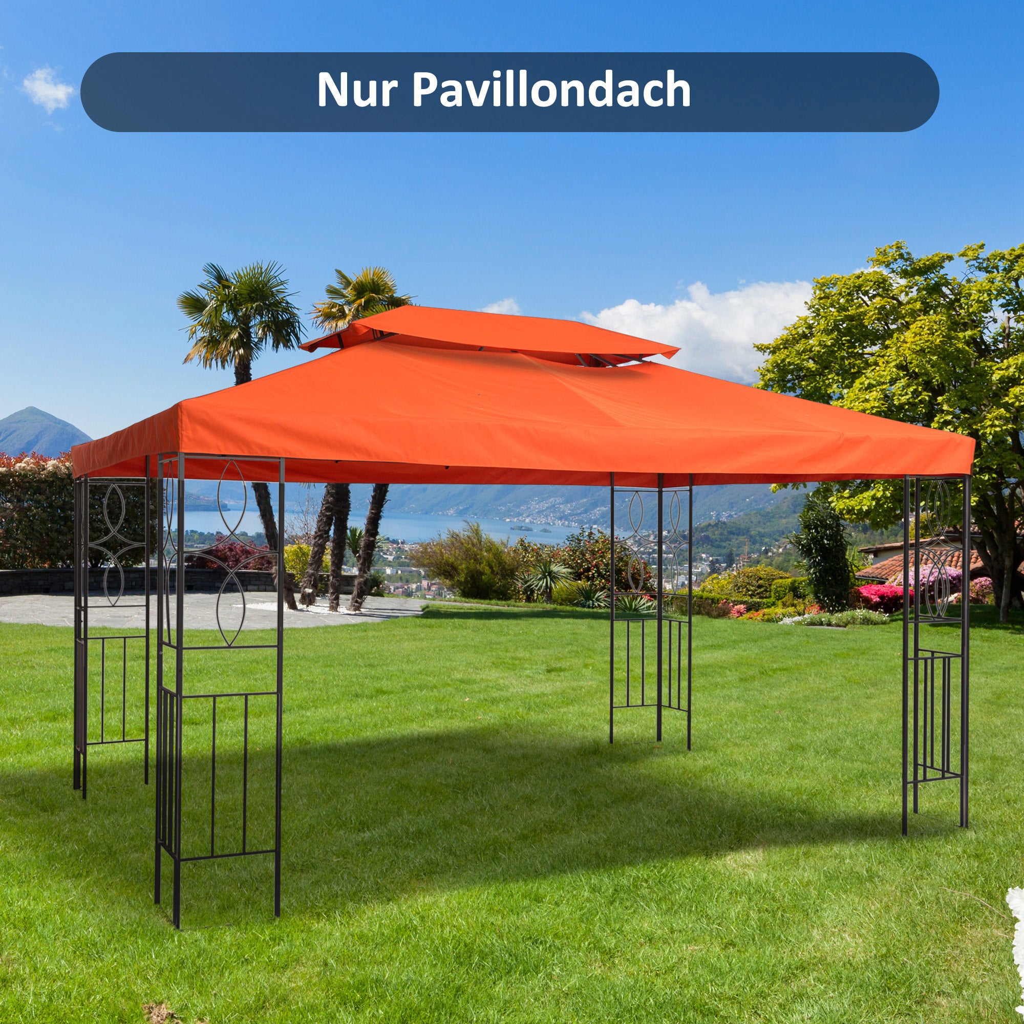 Toiture de remplacement pour pavillons de jardin 3x4m polyester café - 3