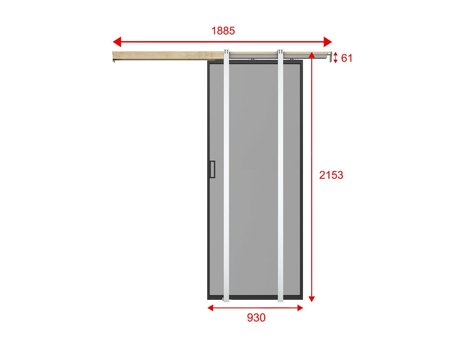 Porta scorrevole con sistema a incasso H205 x L93 cm Alluminio e Vetro temperato fumé - LINCI II - 3