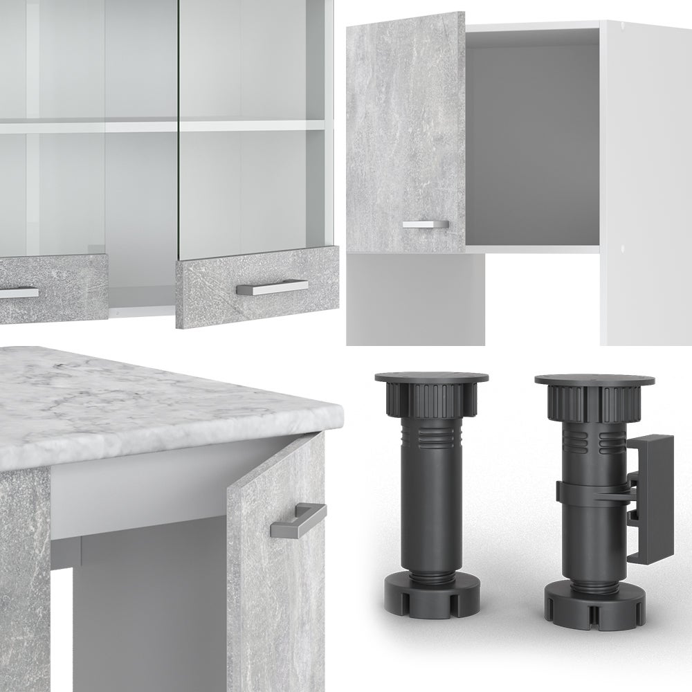 Vicco Cuisine en angle R-Line, Béton/Blanc, 247 x 237 cm, PT Chêne - 7