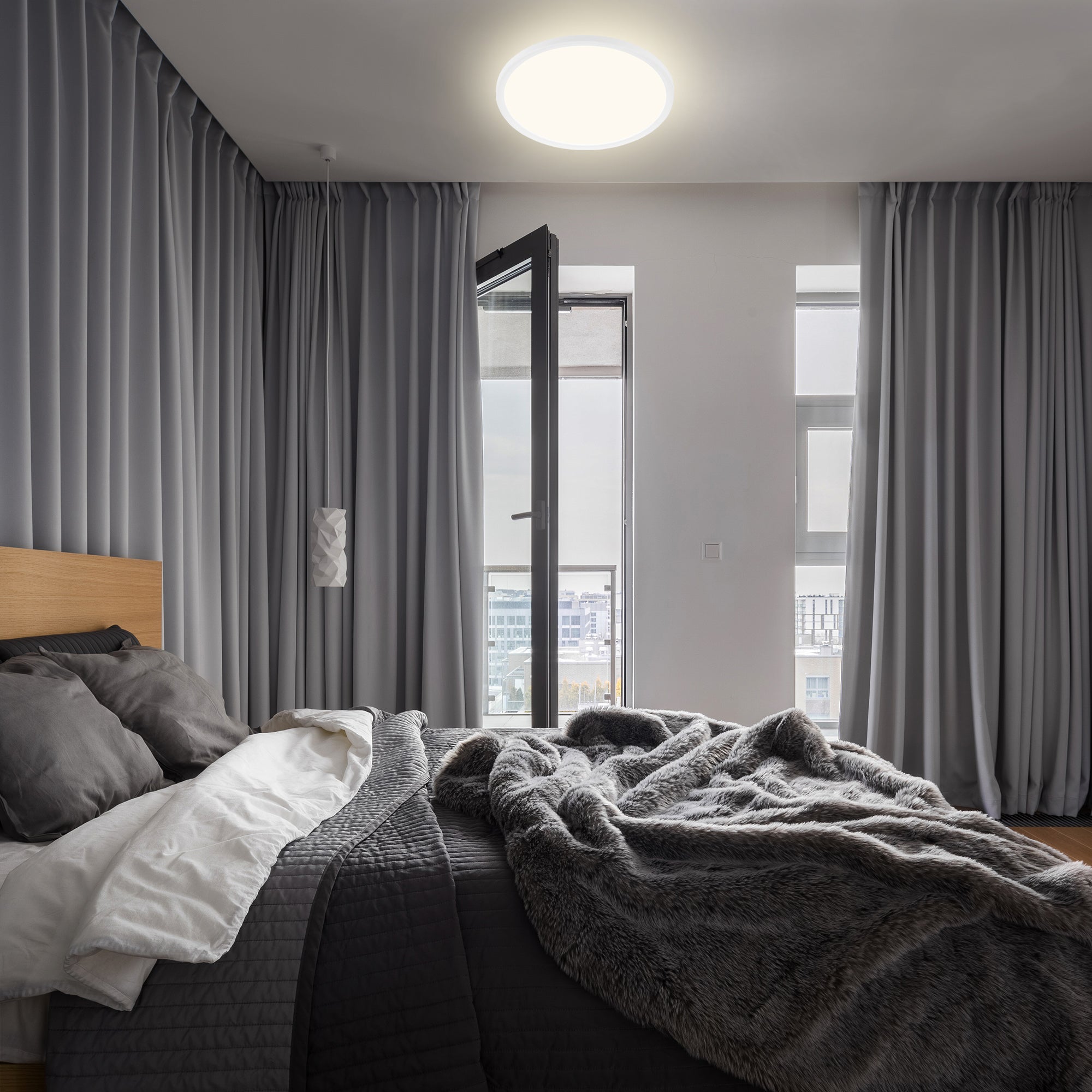 Plafonnier LED rond ultra-plat avec effet rétroéclairage - IP20 - Ø290 mm - Blanc - 4000K - 18W - 2400lm - Briloner - 3