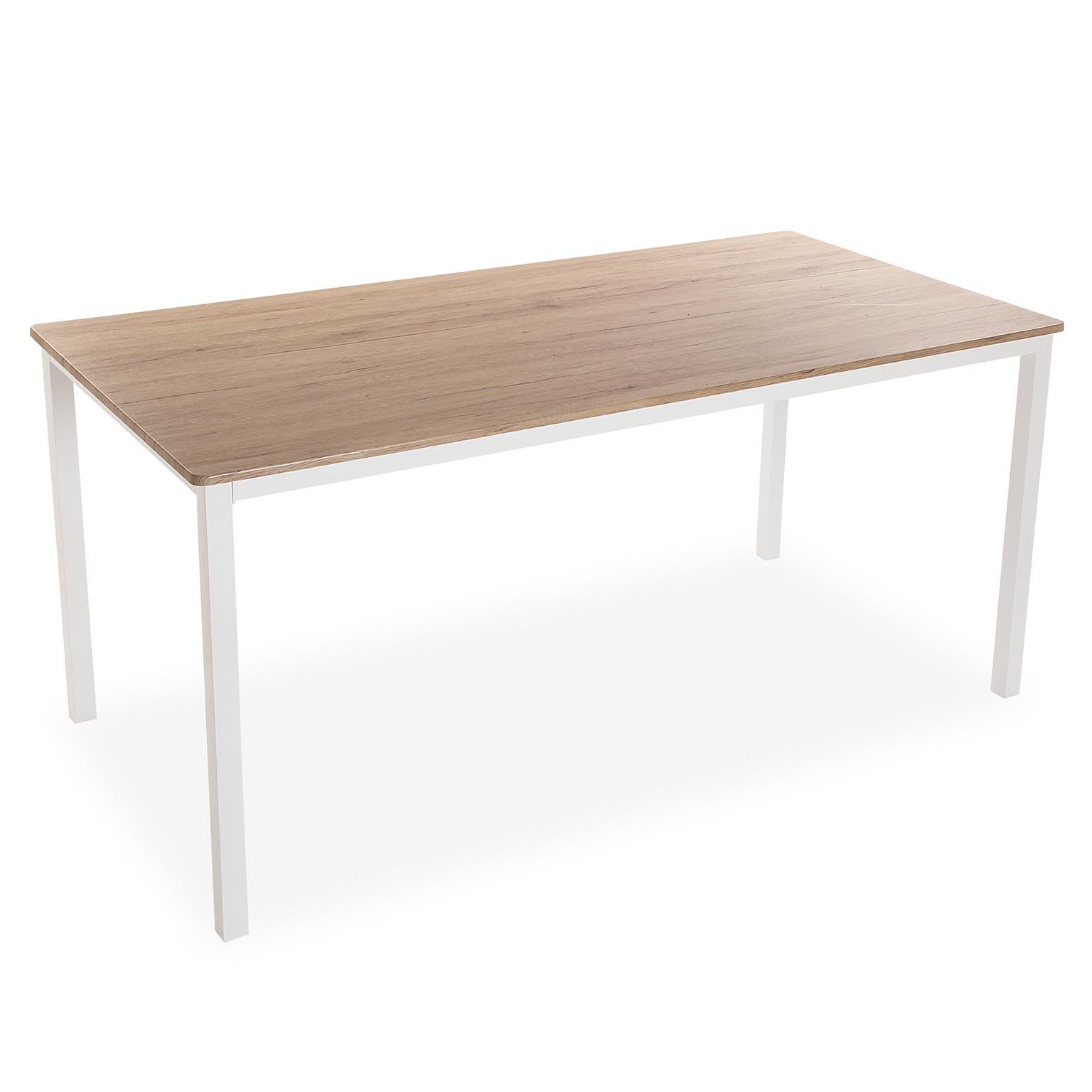 Table à Manger Pliable Versa Blumenau - Style Industriel Scandinave - 120x30x62 Cm - Marron/Blanc - Pour Cuisine, Terrasse, Jardin
