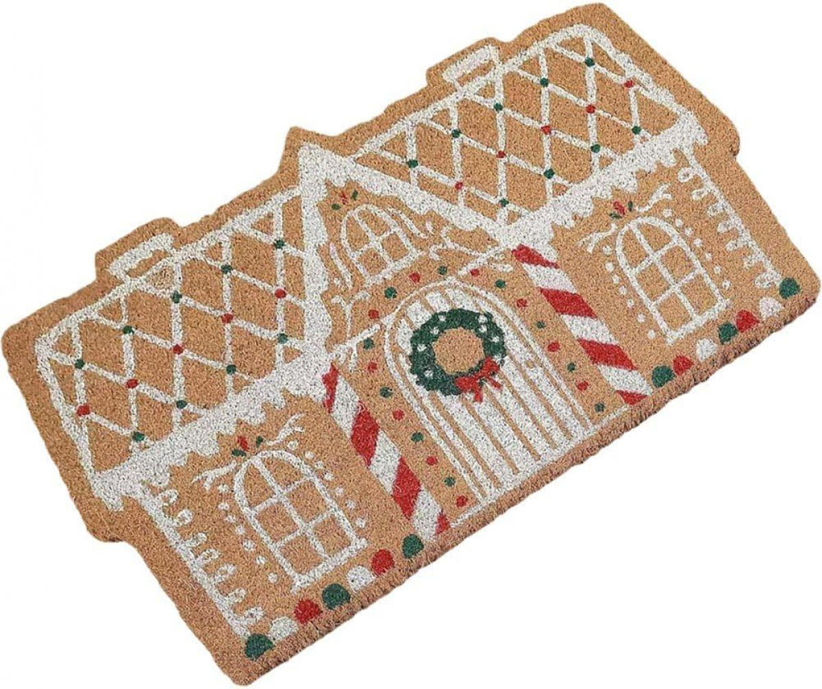 Covoraș de Crăciun de bun venit de 40 * 60 cm, covoraș de ușă exterior pentru decorarea verandei cu căsuță de turtă dulce, recuzită foto