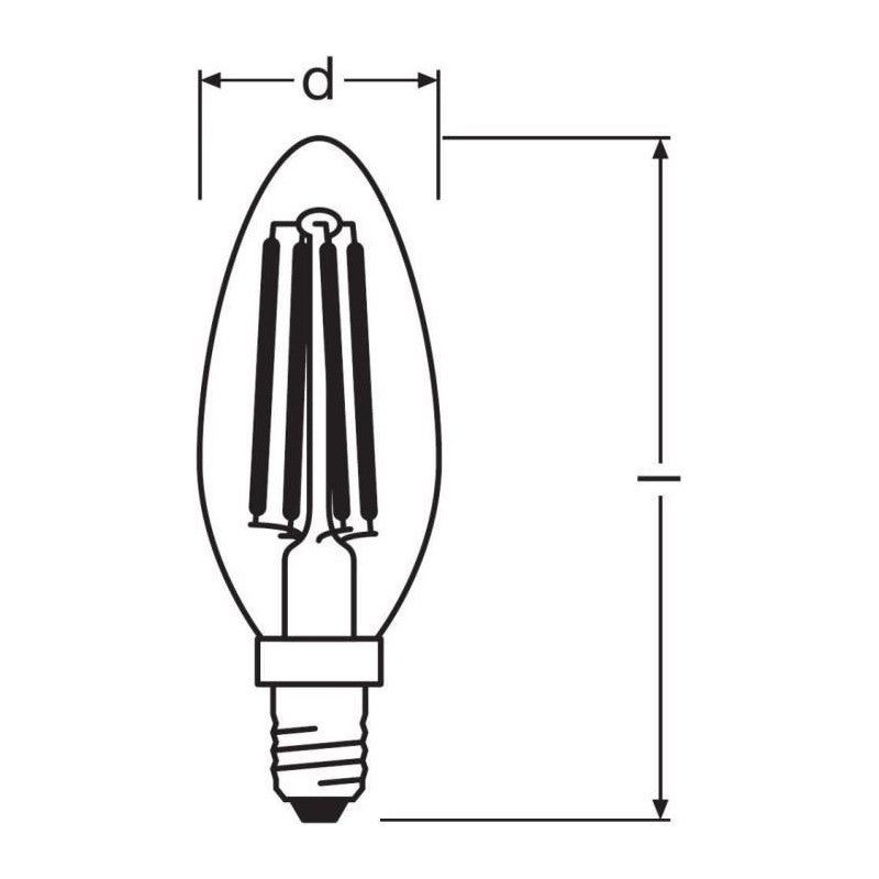 OSRAM BTE2 Ampoule LED Flamme clair filament 4W40 E14 froid - 2