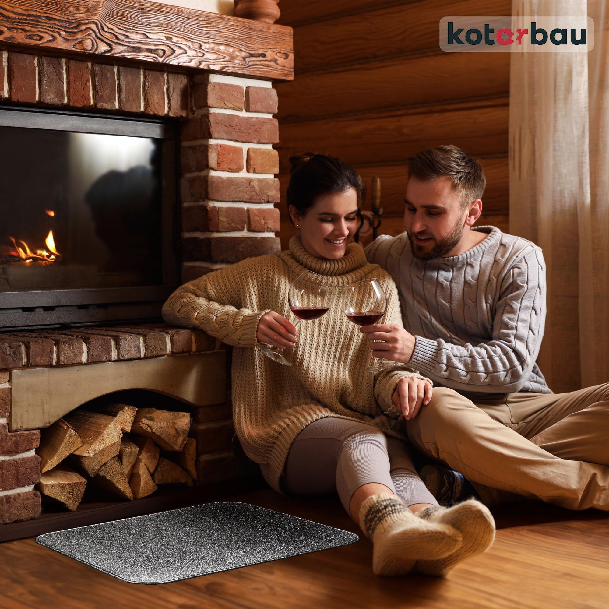 Plaque de protection de sol pour poêles et cheminées 48 x 60 cm - en acier - Vieil Argent - Protection Anti-Étincelles pour Foyers - KOTARBAU - 5