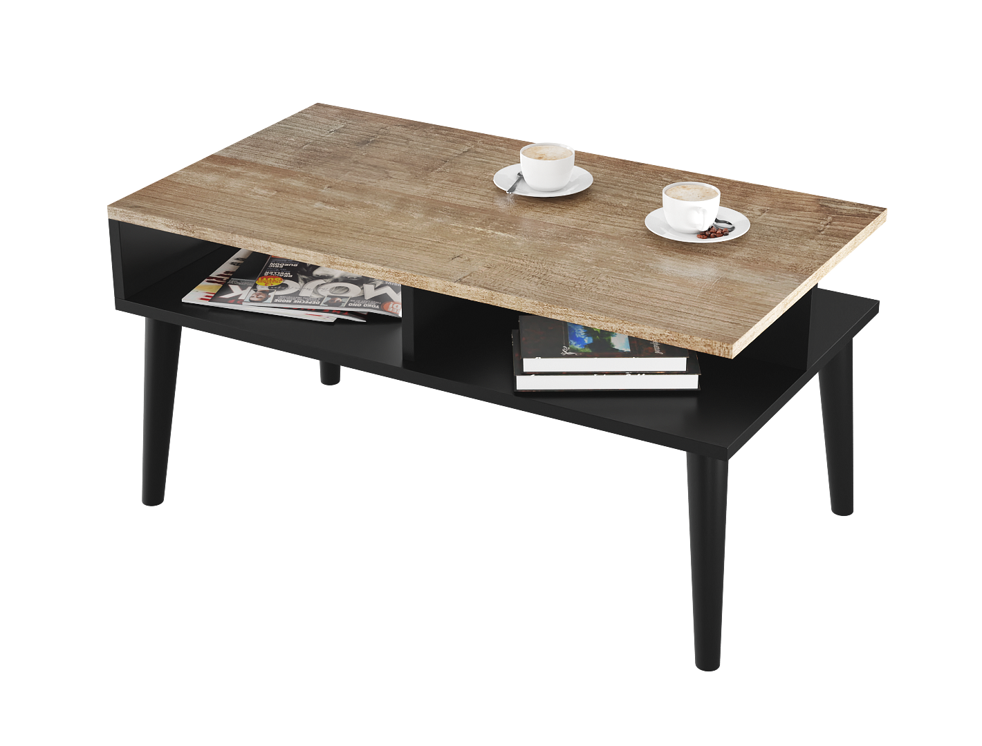 Table basse avec rangement 90 x 50 x 45 cm | Table de canapé | Table