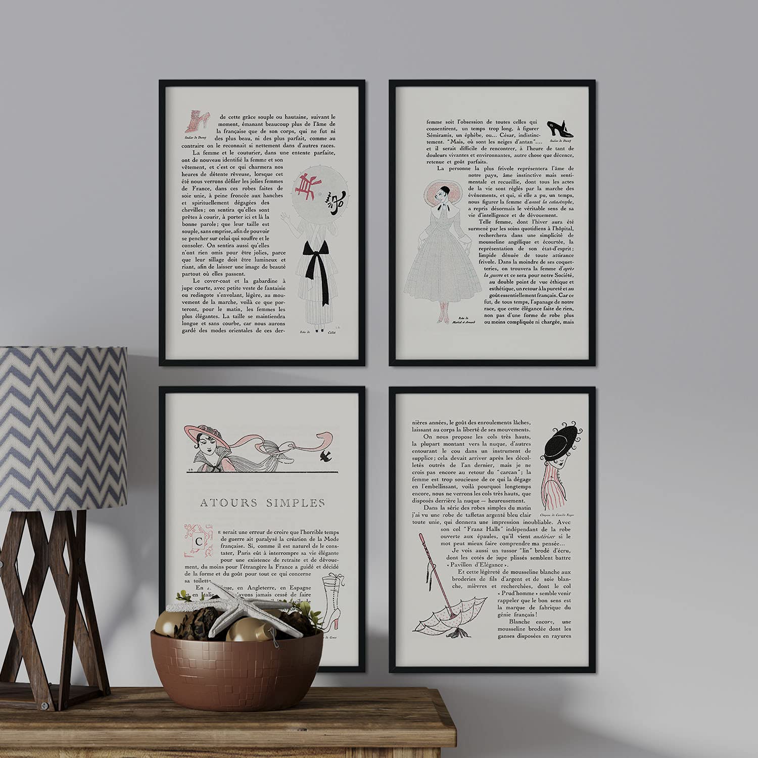 Set de láminas vintage texto 2. pósteres con las ilustraciones art deco de george barbier. sin marco - a3