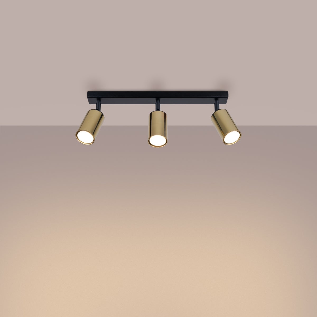 Plafon GLOIS 3 czarny/złoty LED 3000K - 45x6x18.5cm Sollux