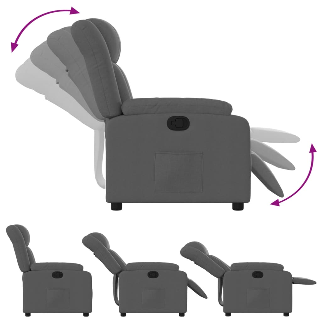 Fauteuil inclinable Gris foncé Tissu - COMFORTXL - 3