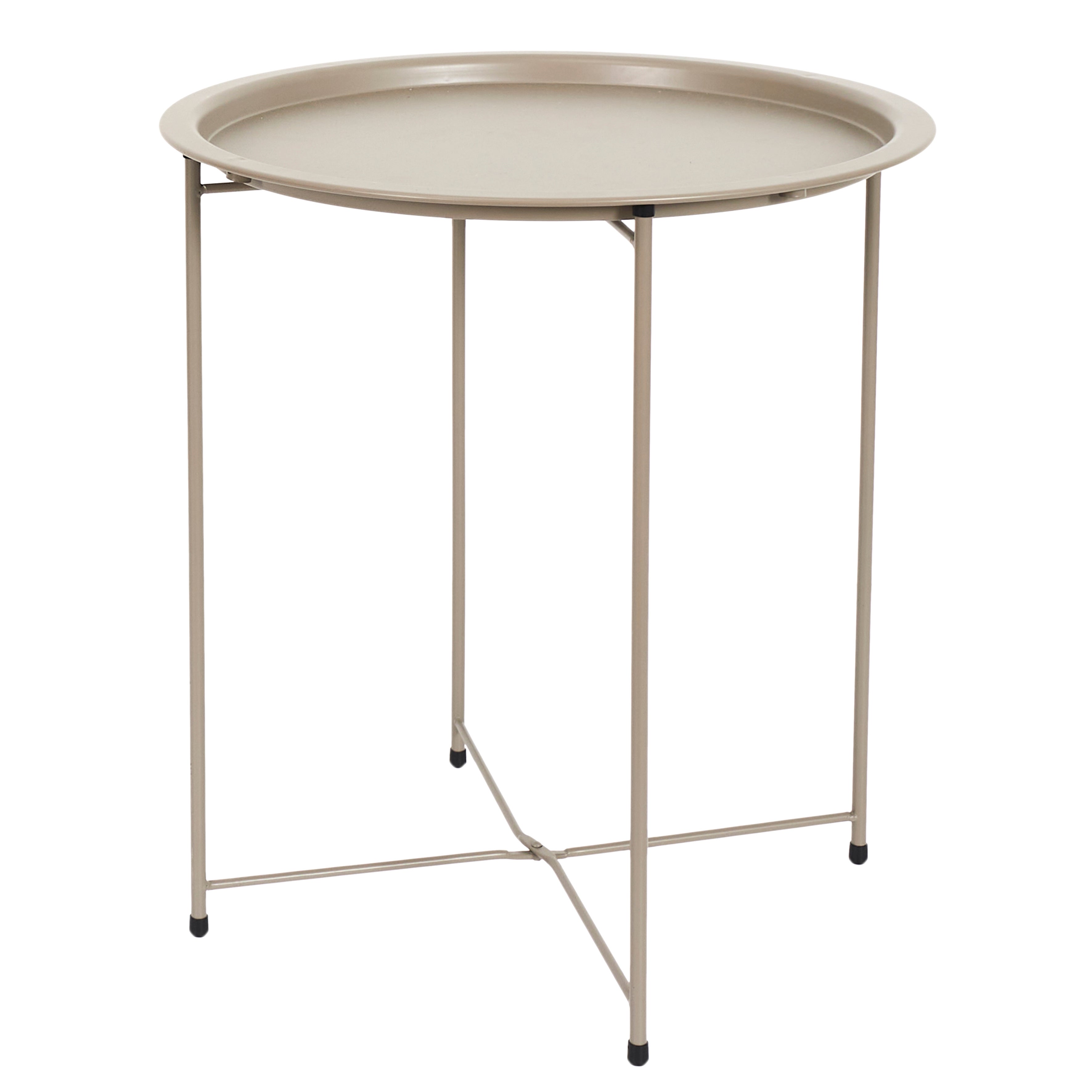 Table basse de jardin rond en Métal Beige - 5