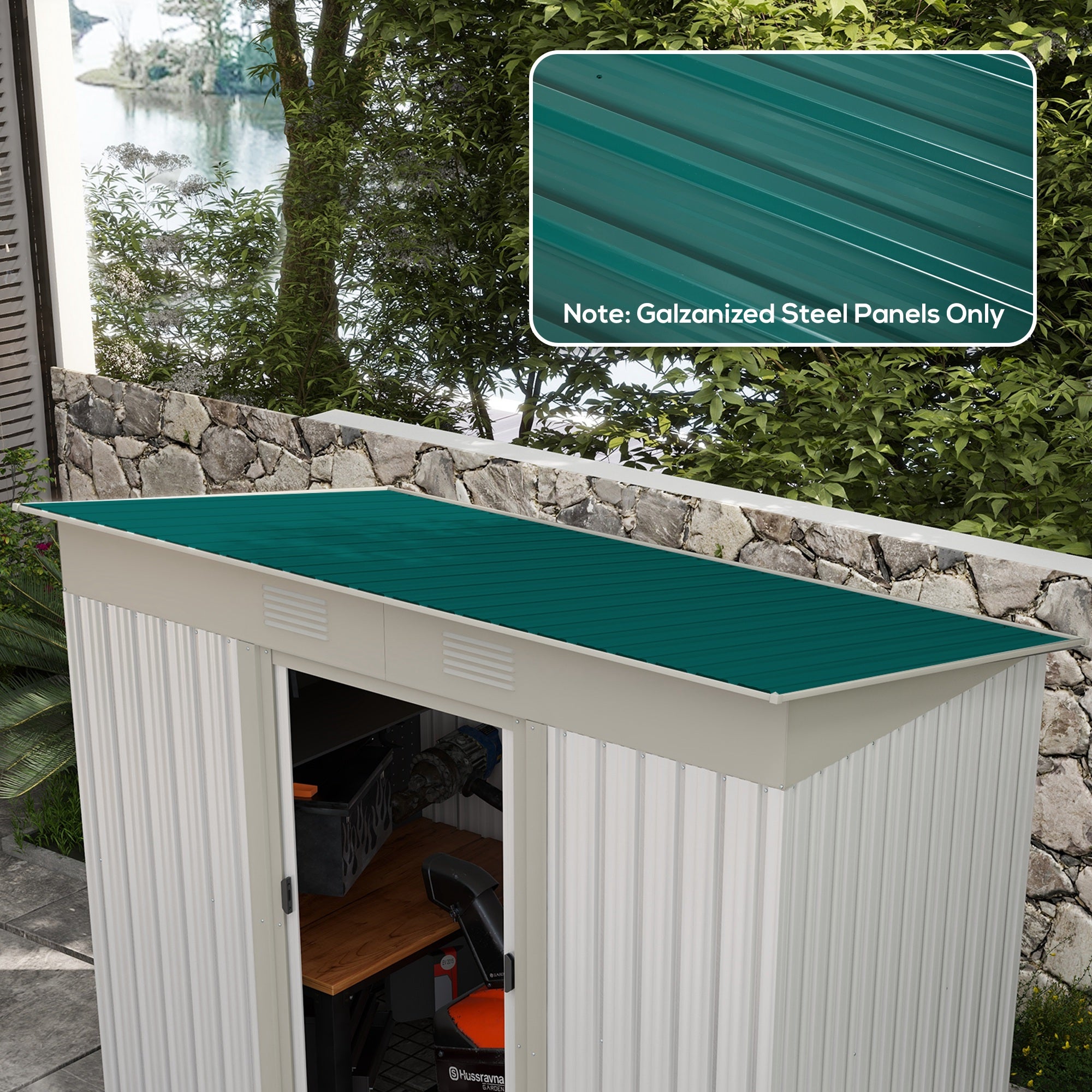 12 piezas de chapa trapezoidal 129x45cm 7m² Chapa galvanizada para cubierta 0,25 mm Chapa perfilada resistente a la intemperie Verde - 3