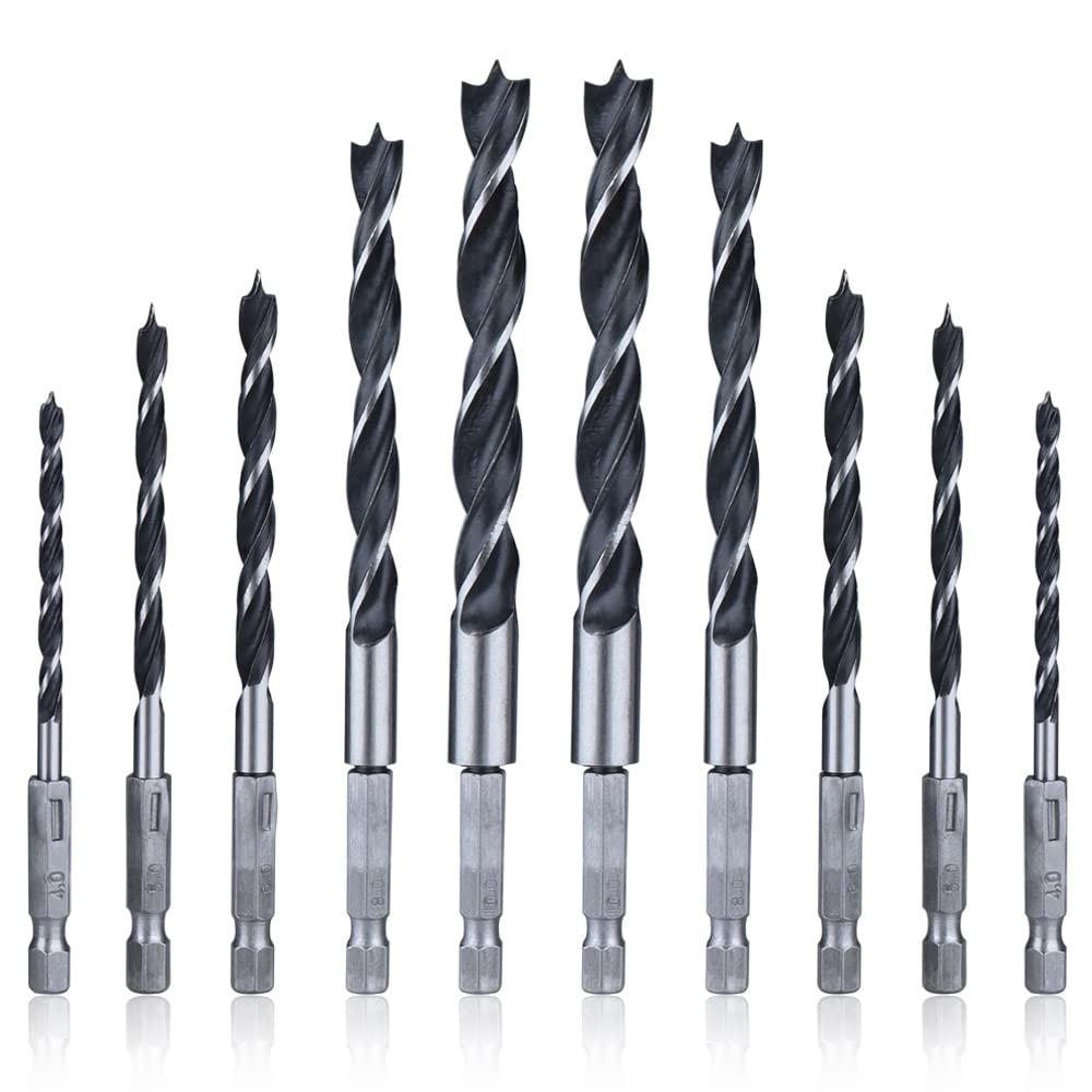 Zestaw 5 wierteł spiralnych HSS – trzpień sześciokątny, wiertła HSS do drewna, metalu, plastiku i drewna (od 4 mm do 10 mm)