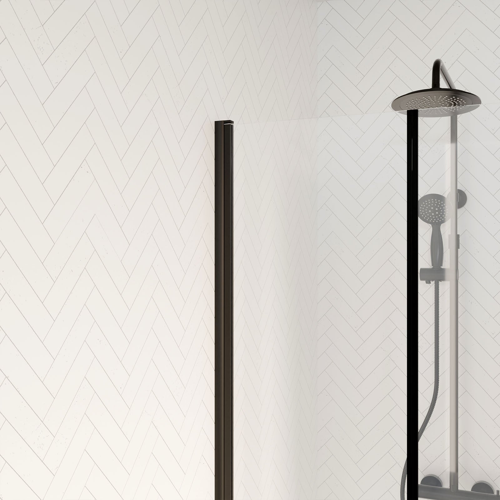 Porte de Douche Double Battant 90x200cm - Verre Trempé Transparent 6mm - Profil Noir Mat - 7