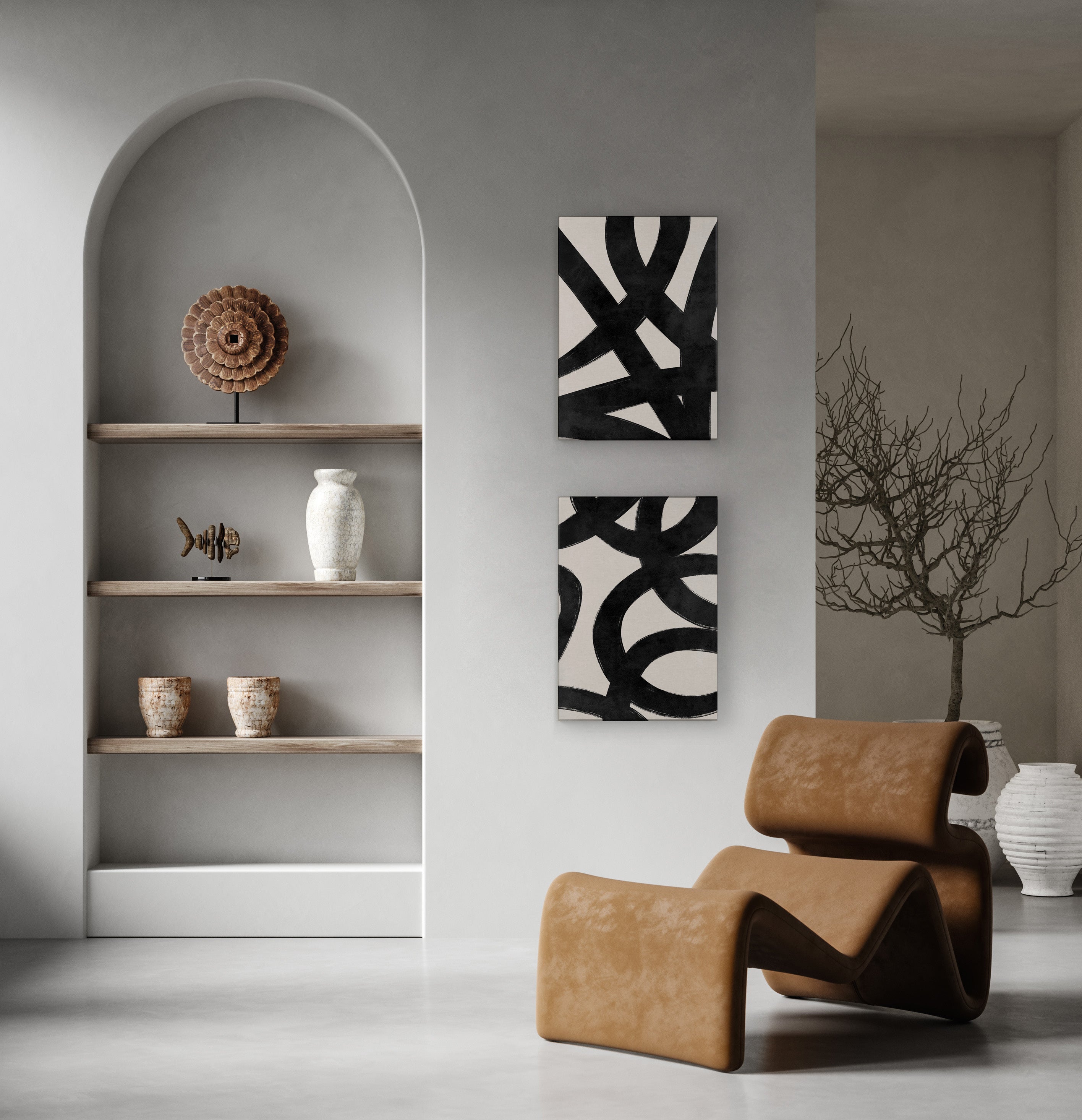 Set 2 Peintures sur toile 60x40 imprimé HD Lignes abastraites - 2