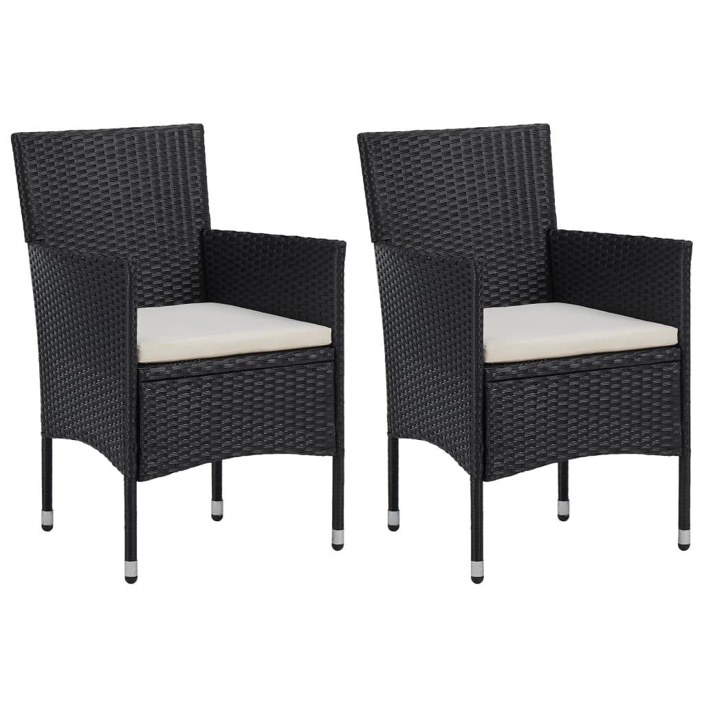 Ensemble à dîner de jardin 3 pcs Noir Résine tressée et acacia 3 - 5