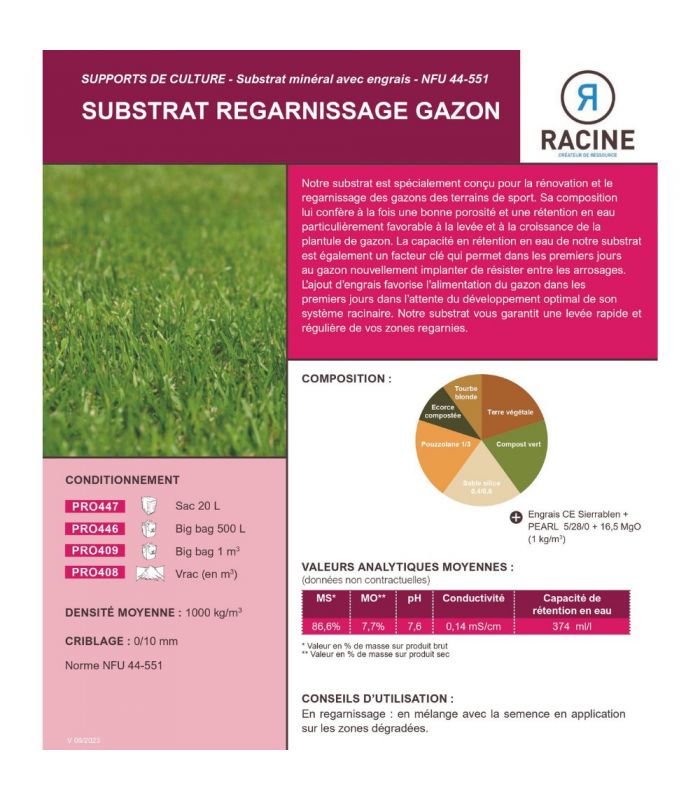 Terreau substrat pour regarnissage gazon pour sol sportif, sac 20l - PRO447 - 2