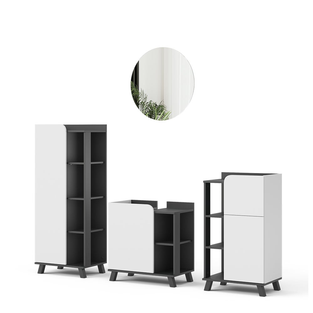 Vicco Zestaw mebli łazienkowych Karen, Antracyt/biały, 4 części