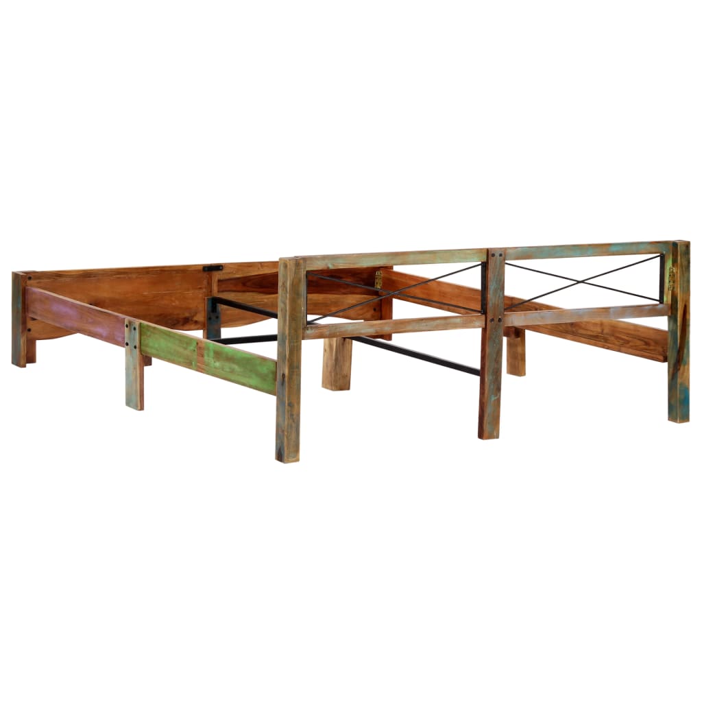 Cadre de lit sans matelas en bois de récupération massif 180 x 200 cm - 4