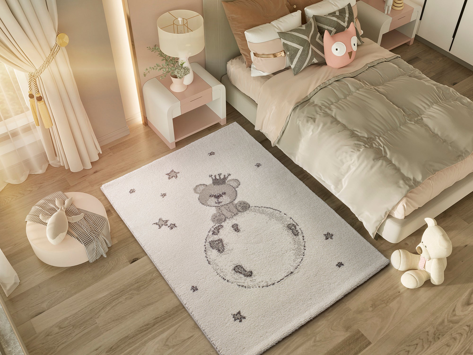 Alfombra interior blanco rectangular 115 x 170 cm cranberry infantil - atticgo