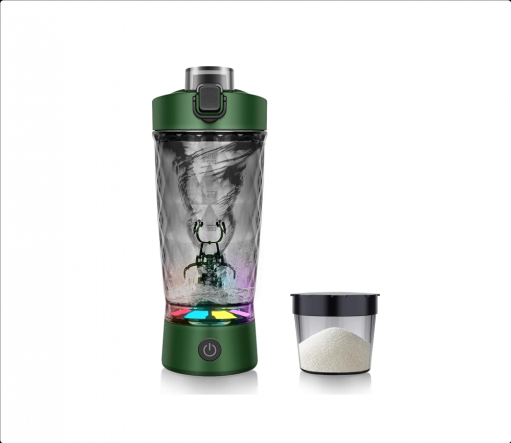Elektryczny shaker 650 ml do protein z przegródką na proszek, elektryczny shaker USB, butelka do protein bez BPA, shaker