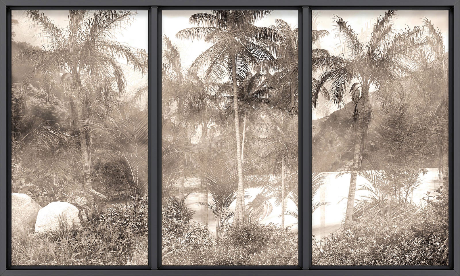 Papier peint panoramique Trompe l'oeil baie vitrée - Jungle - Largeur 325 cm x Hauteur 195 cm - 2
