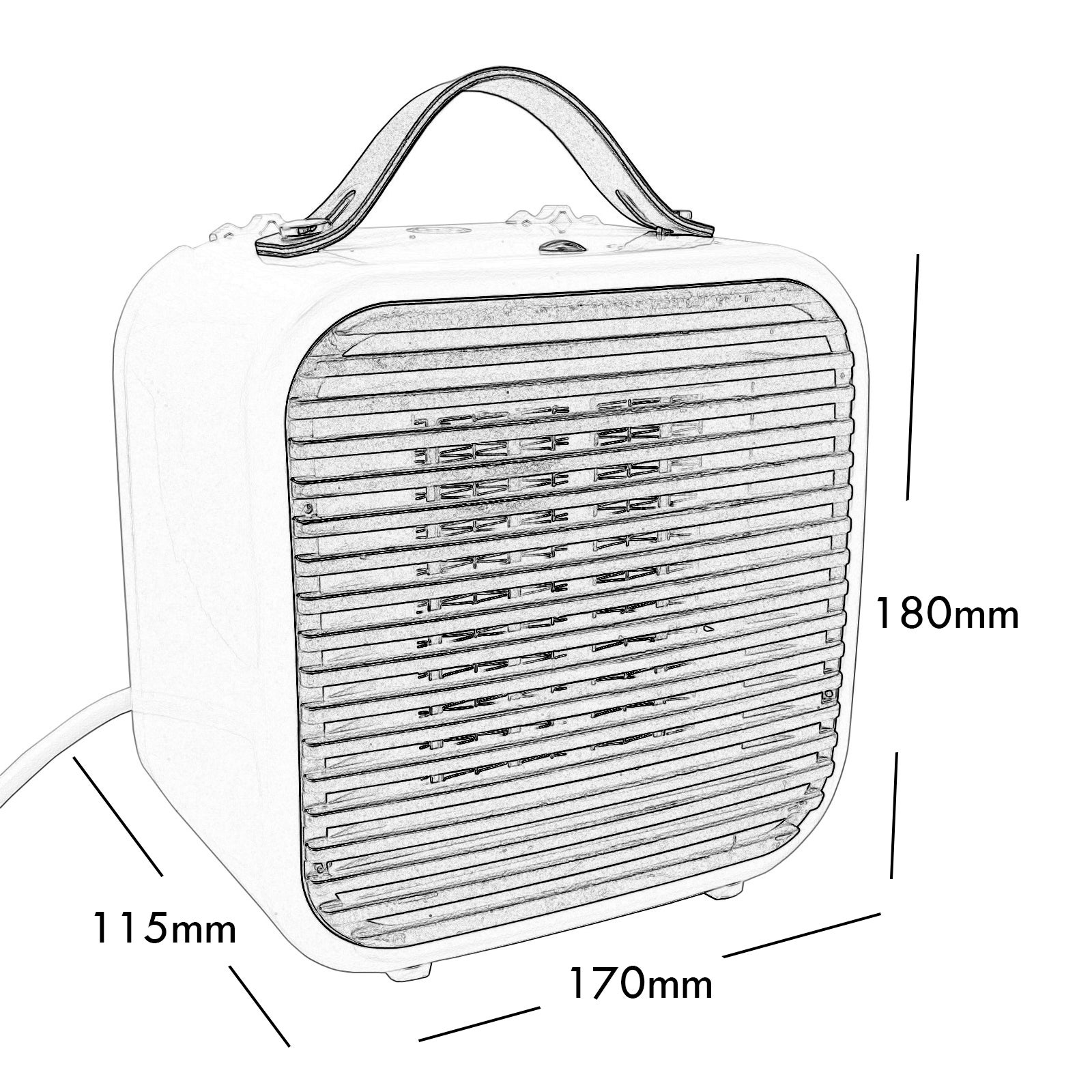 Ventilateur style vintage 1200W basse consommation ventilateur 2 en 1 poignée en cuir 230V - 4
