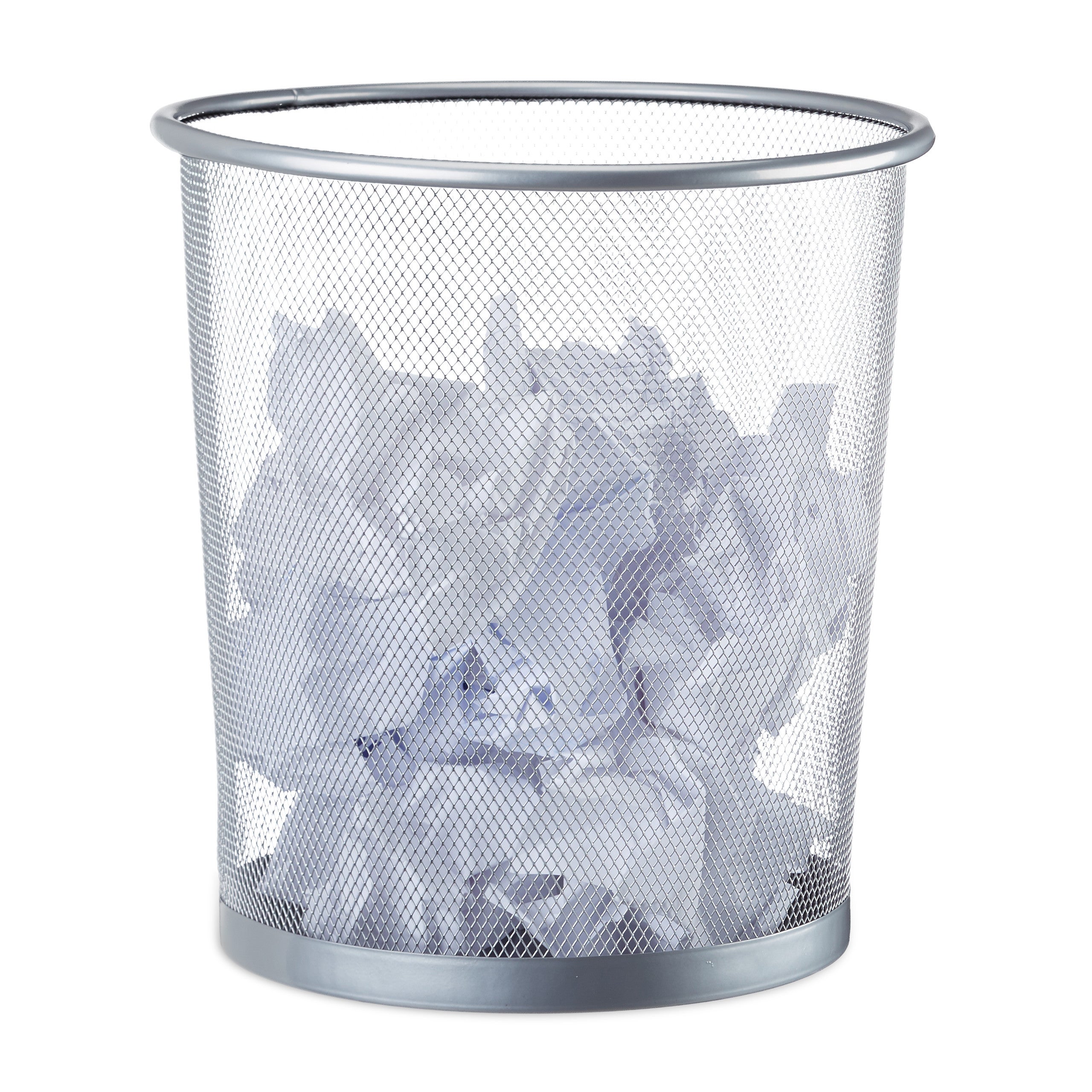 Cestino Metallo Per Ufficio - Pattumiera Rete Argento Ø26 Cm, 12 Litri Per Casa E Ufficio - Foto 8