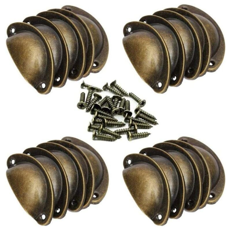 FEEIMOL 20 Piezas Tiradores de Metal Vintage Bronce Manillas Tirador Concha para Puertas de Cajones Armario de Habitación Cocina Baño con Tornillos FEEIMOL 20 Piezas Tiradores de Metal Vintage Bronce Manillas Tirador Concha para Puertas de Cajones Armario de Habitación Cocina Baño con Tornillos