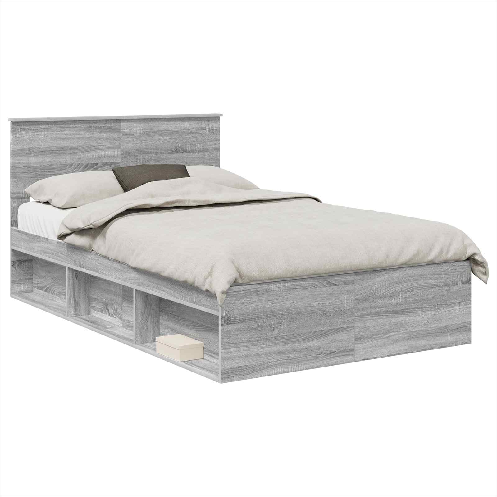 Cadre de lit Gris 135 x 190 cm Bois d'ingénierie - 2