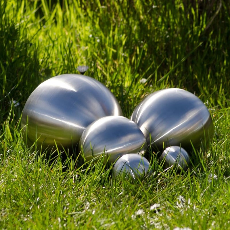 Kula dekoracyjna Köhko 3-58 cm (rozmiar 48 cm) matowa wykonana z wysokiej jakości stali nierdzewnej kula ogrodowa kula do oczka wodnego rozmiar 48 cm