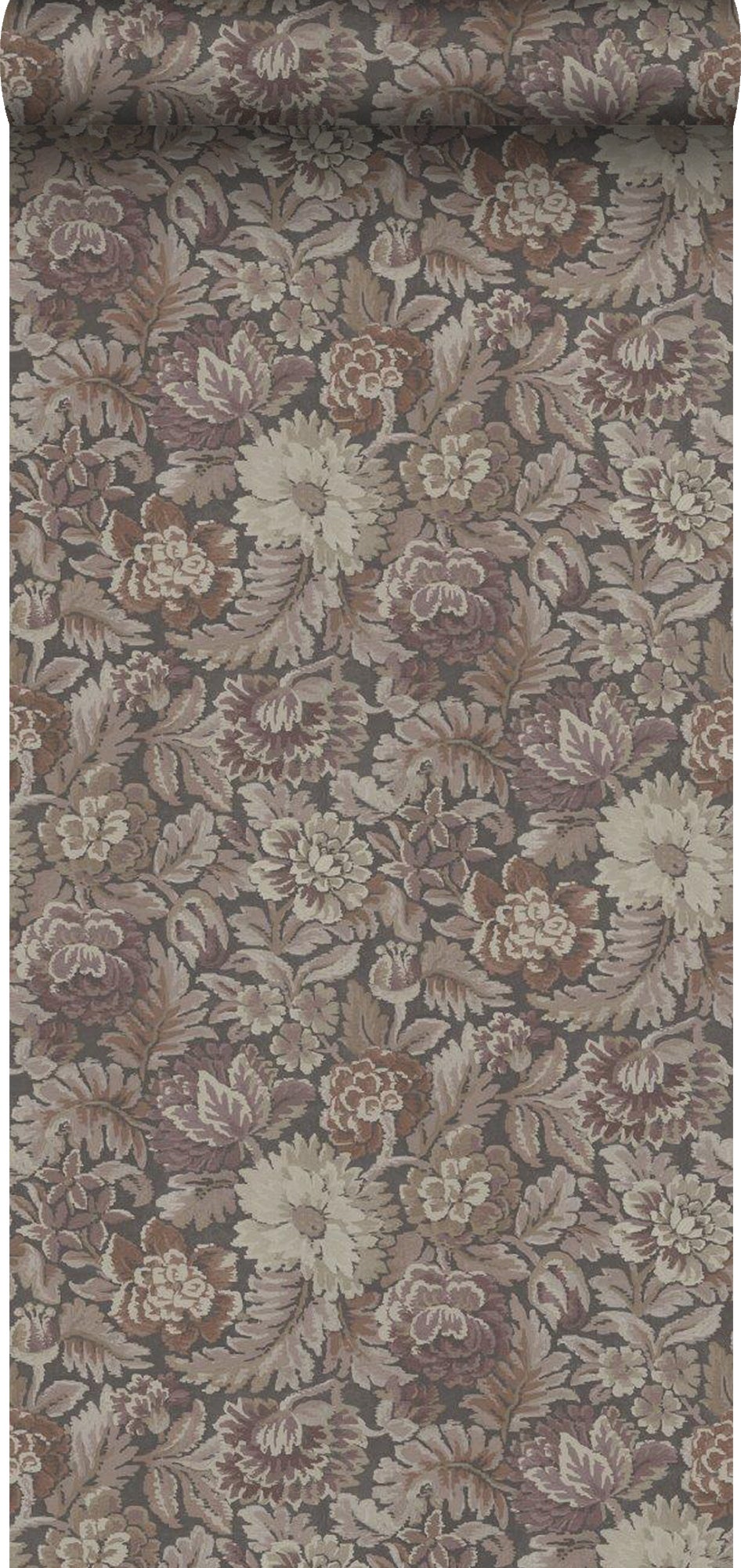 Tapeta zabytkowe kwiaty terakota - 53 cm x 10.05 m - BORASTAPETER