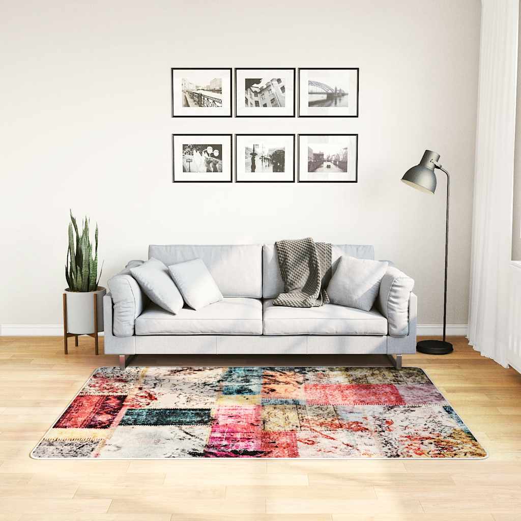 The Living Store Tapis lavable multicolore 120x170 cm antidérapant