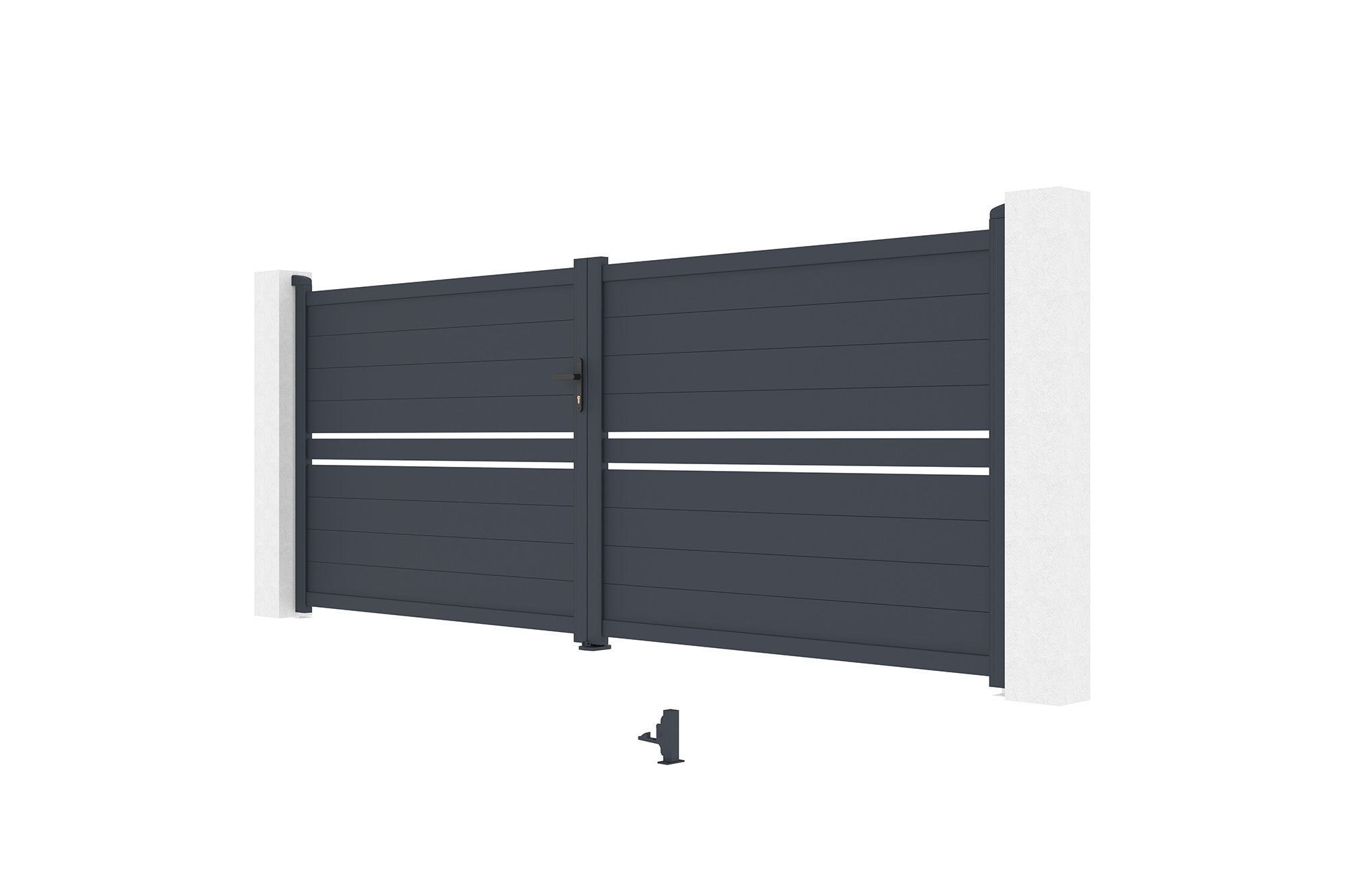 Portail battant 4m CIMONE H.160 aluminium gris - 8