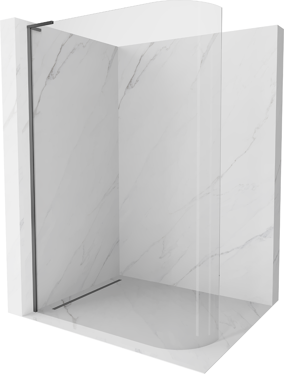 Mexen Kioto-R L ścianka prysznicowa zaokrąglona Walk-in 120 x 200 cm, transparent, gun metal - 800-120-103-95-06