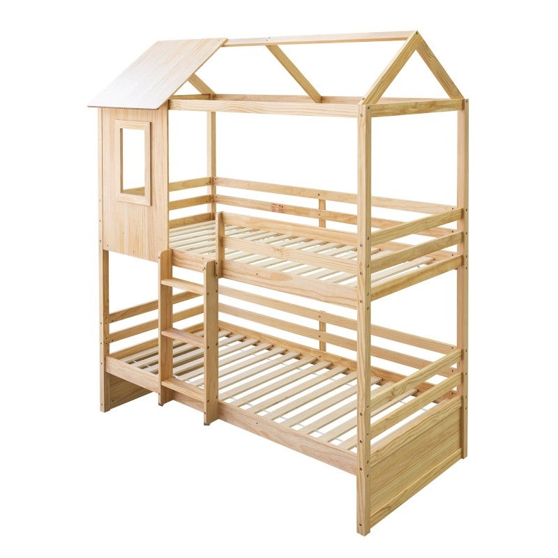 Storkcraft Caribou Letto A Castello In Legno Twin – Convertibile In 2 Letti Singoli, Con Scala E Ringhiere, Nero/Naturale - 3