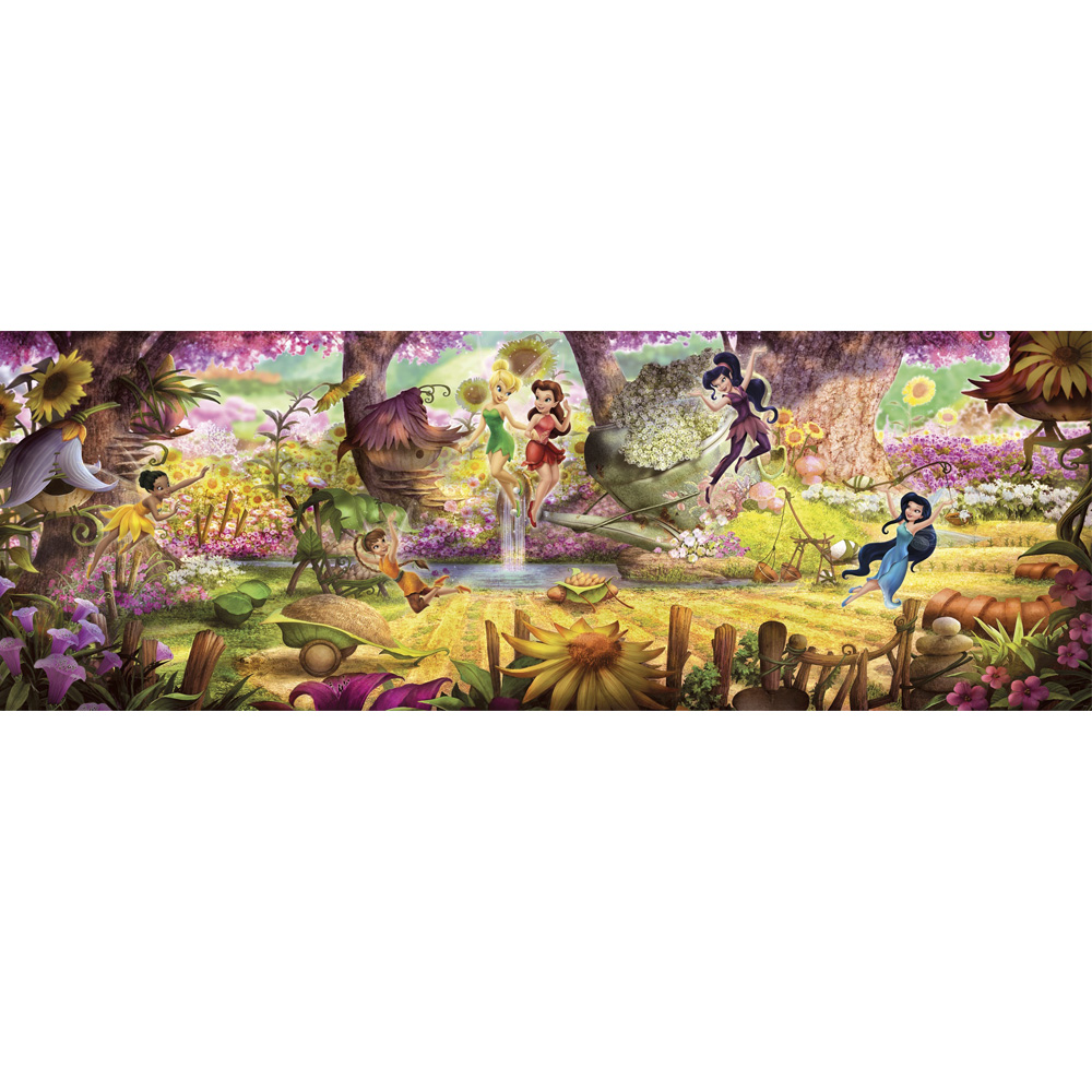 Fotomural bosque de hadas amarillo, morado y verde - 368 x 127 cm - disney