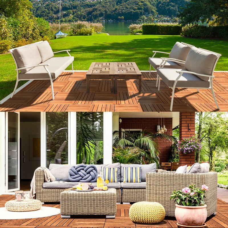 Dalles de terrasse jardin Revêtement de sol extérieur clipsables en bois composite 30x 30cm Type classique 55x - 8