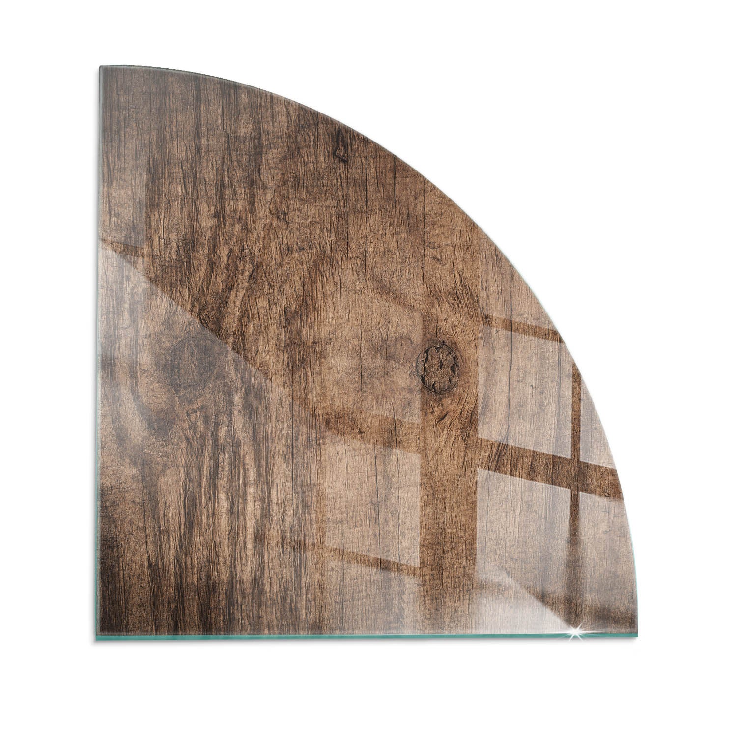 Szyba hartowana pod kominek, szkło zabezpieczające podłogę, nowoczesny design | 1/4 100x100 | Ćwiartka | Naturalny wzór drewna
