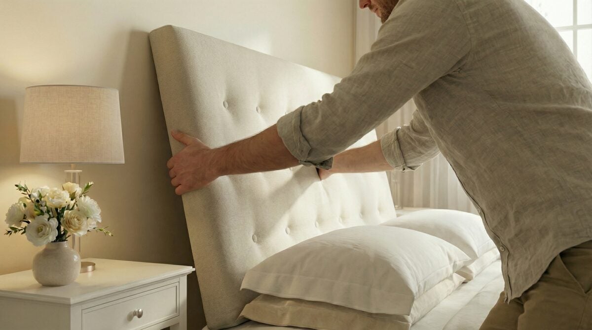 DecorQUALITY Cabecero de cama 135 PARIS Cabezal tapizado tejido antimanchas Beige 135x70 cm - 6