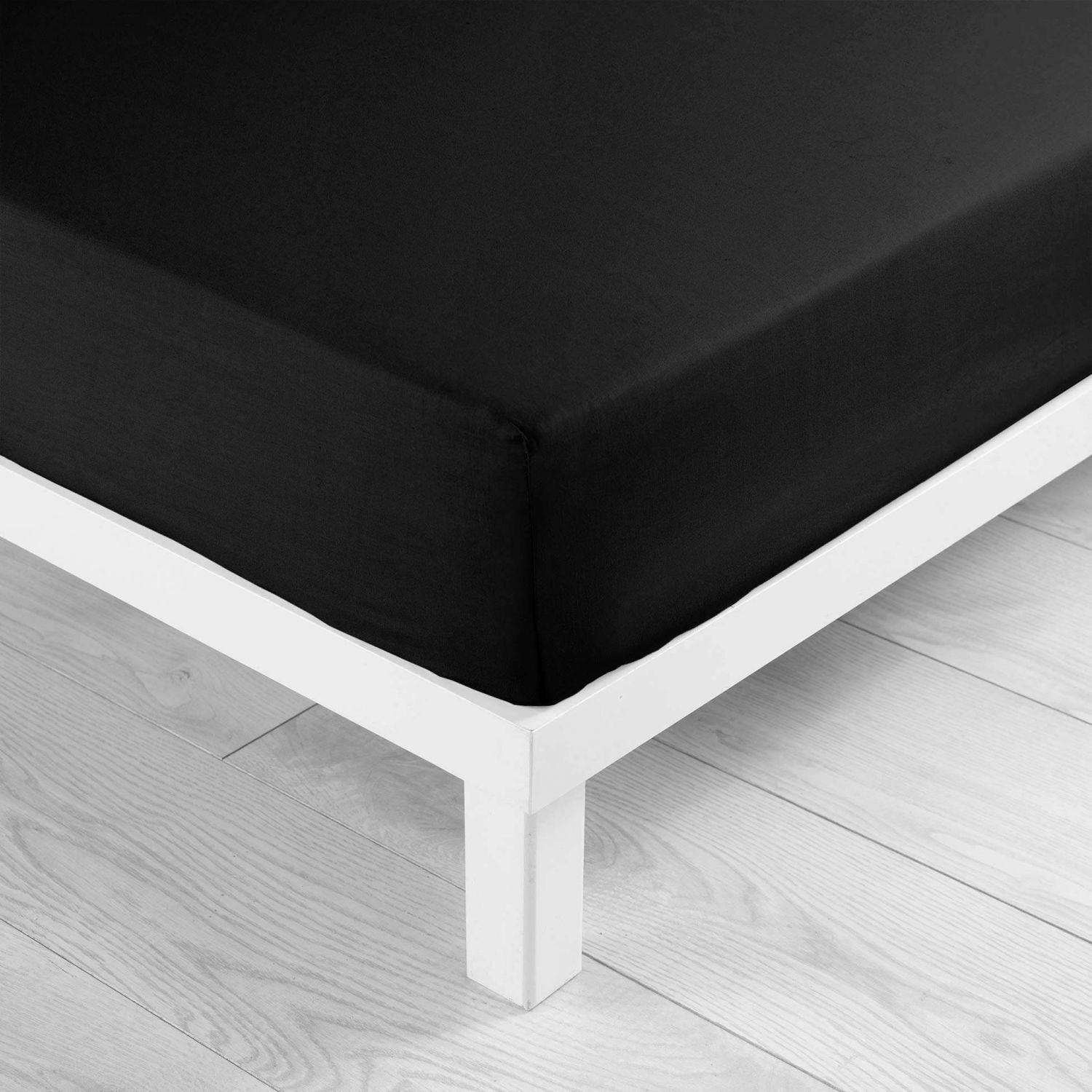 Drap housse 2 personnes 140 x 190 cm microfibre unie oscar Noir - 3
