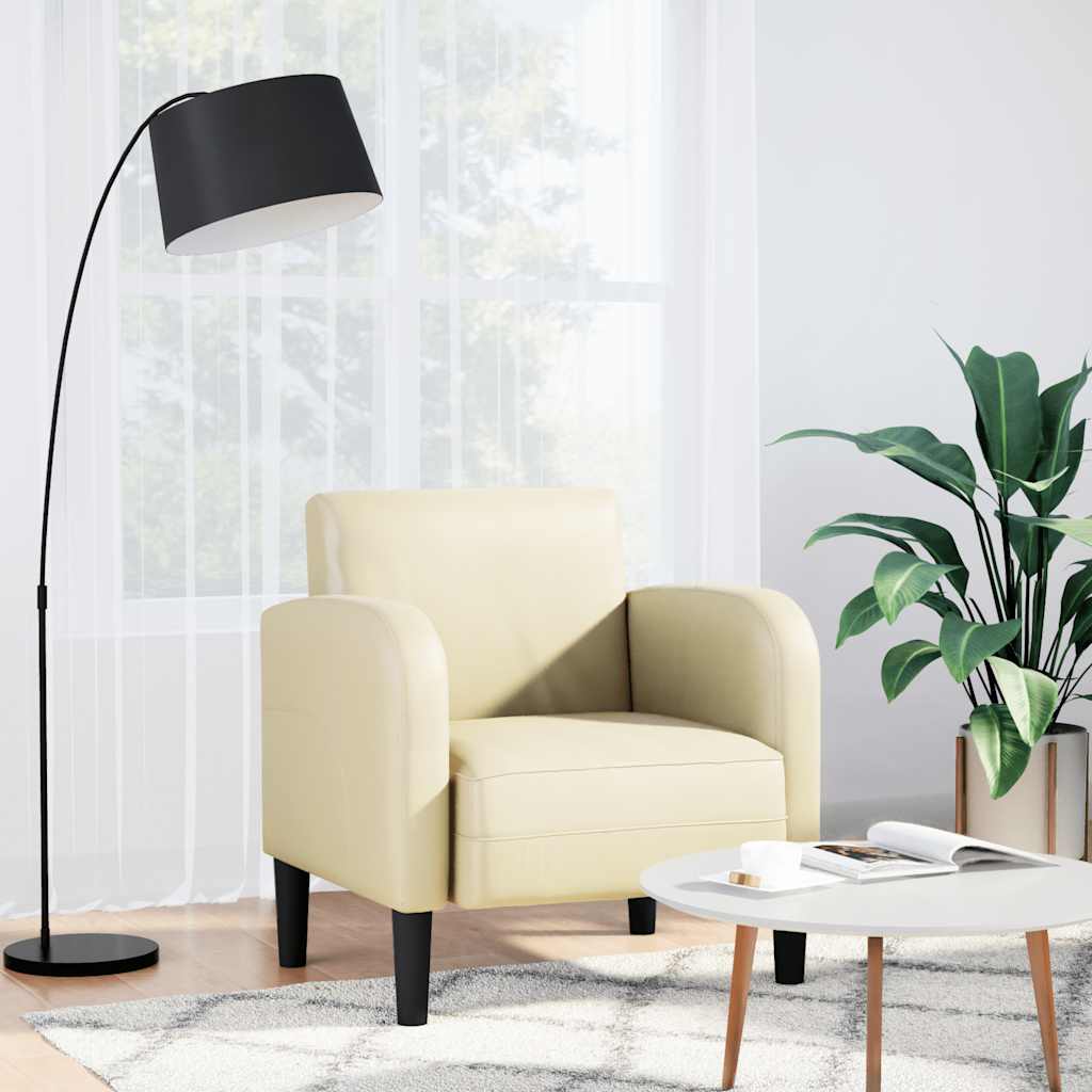 VidaXL Divano Sedia con Braccioli Crema 54 cm in Similpelle