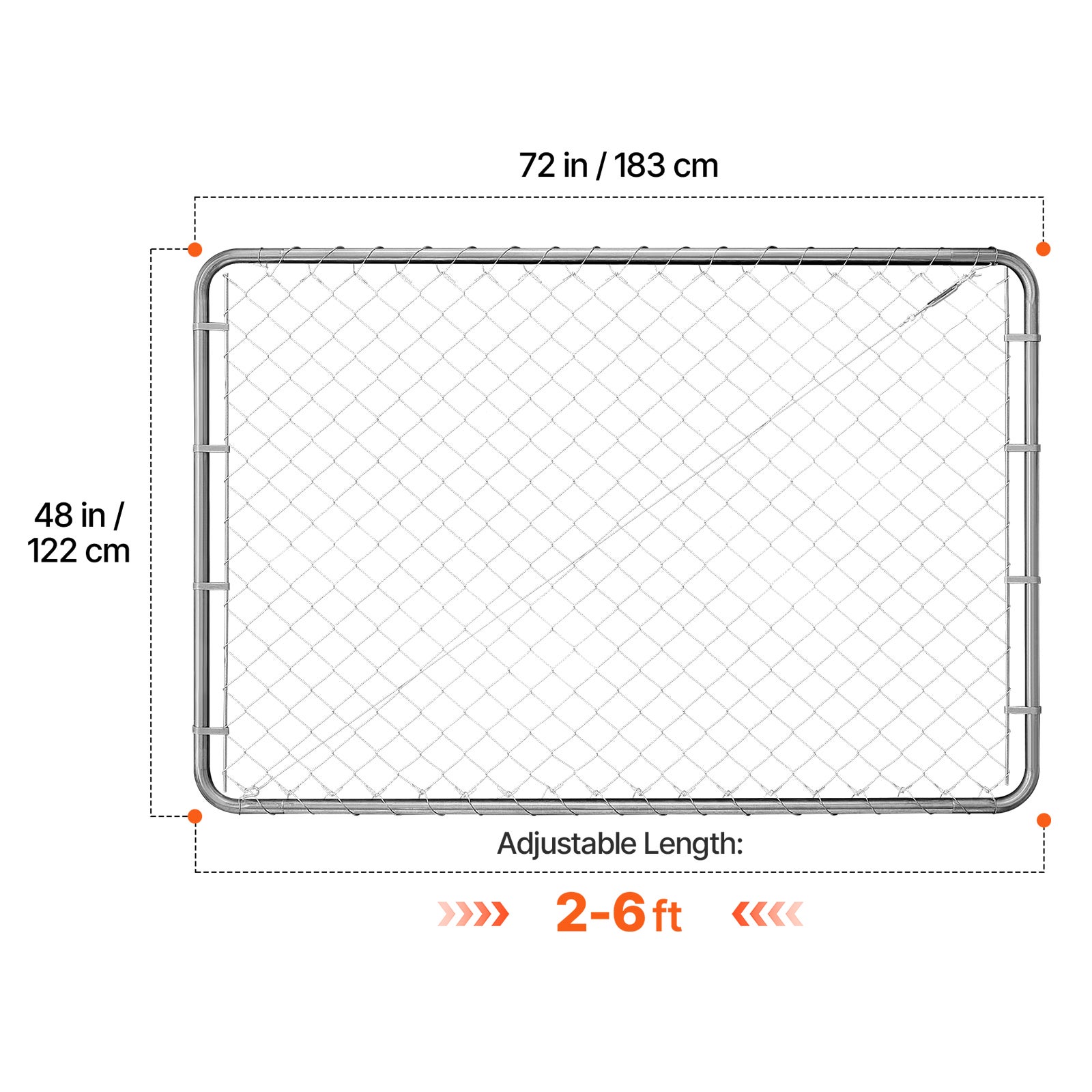 Portillon de jardin 183x122 cm,SucceBuy porte à mailles losangées ajustable,acier galvanisé,facile à installer,idéal pour fermes - 2
