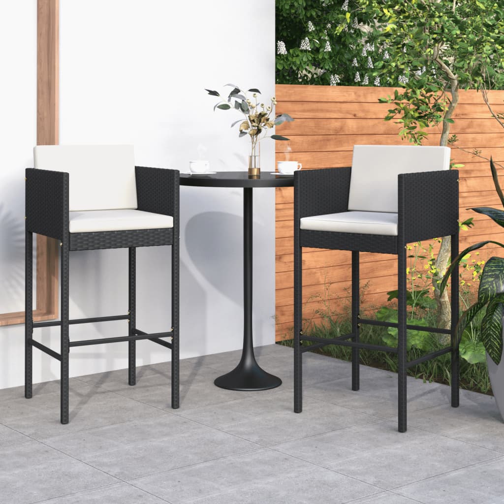 Maison exclusive - taburetes de cocina con cojines 2 uds ratán sintético negro
