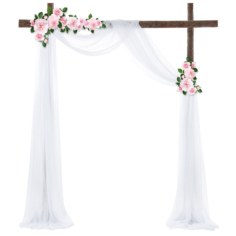 Cortinas de arco blancas para boda, tela drapeada con arco, cenefa de tul, bufanda para ceremonia de boda, decoración de techo, 1 panel