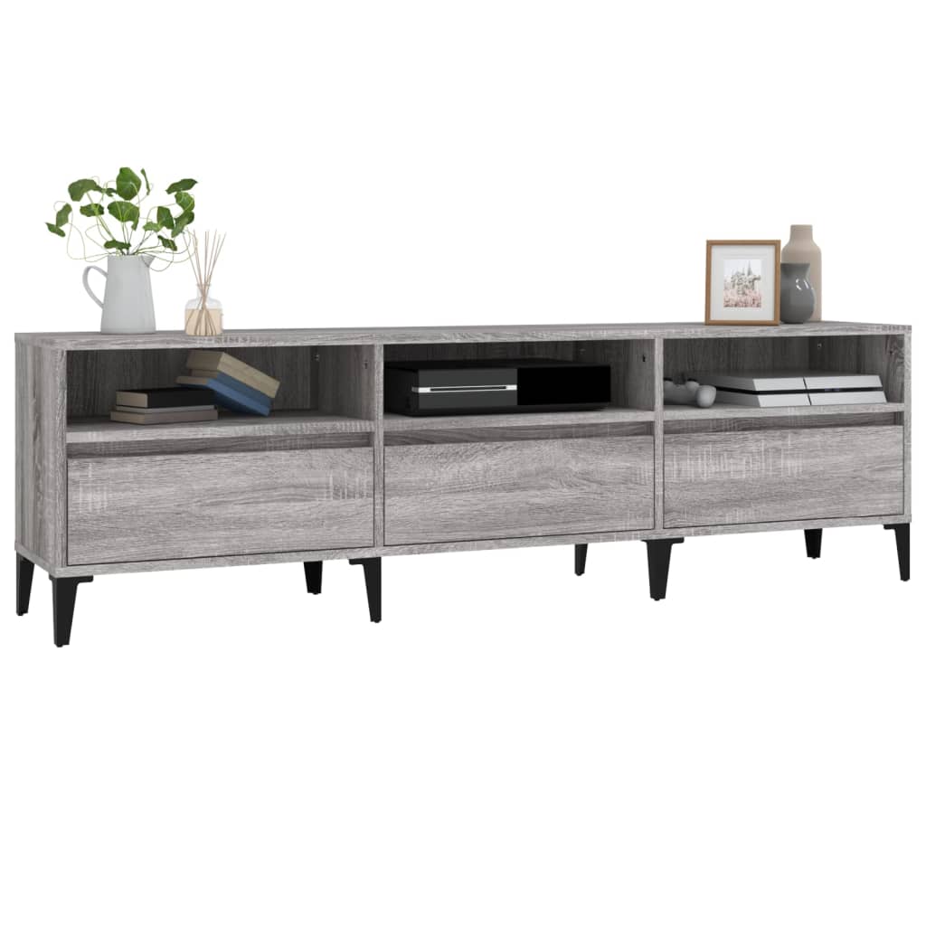 Meuble TV sonoma gris 150x30x44,5 bois d'ingénierie - 4