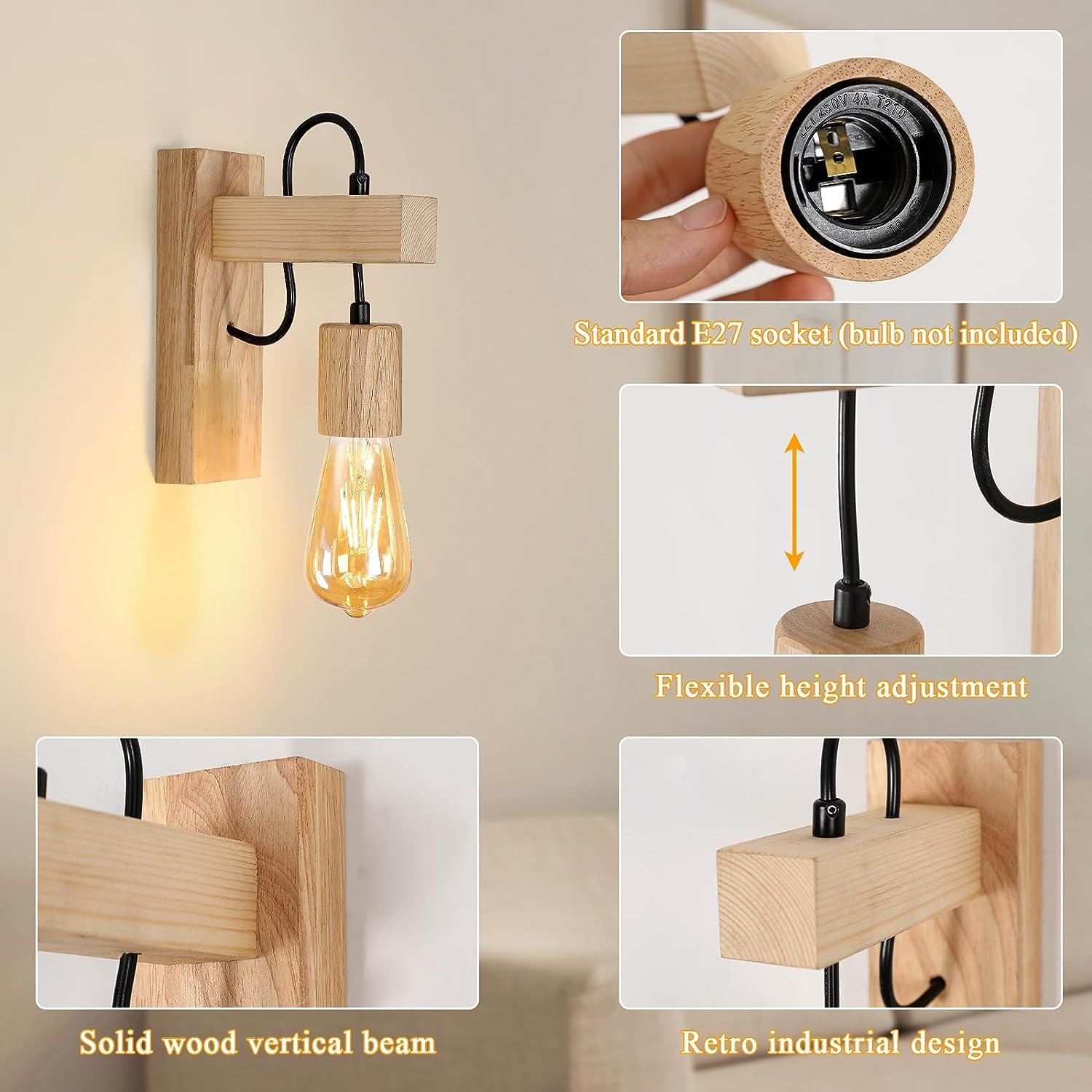 Lampada Da Parete Goeco Con Paralume A Sfera 15cm - Design Moderno | Per Camera Da Letto E Soggiorno | Base Oro - Foto 3