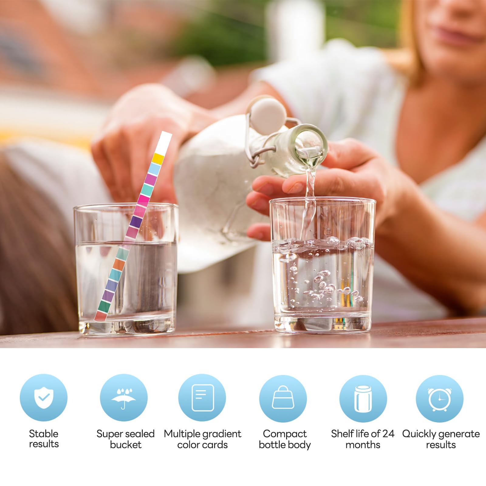 Kit de test d'eau domestique 16 en 1, 100 bandelettes de test de qualité de l'eau avec tube pour robinet domestique et eau de puits - 3